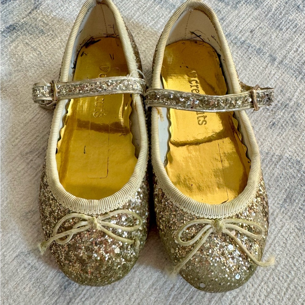 Crewcuts Glitter Gold shoes 9 j Crew
